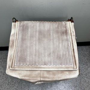 Free People Golden Valley Vegan Messenger Black With Brown Leather Straps